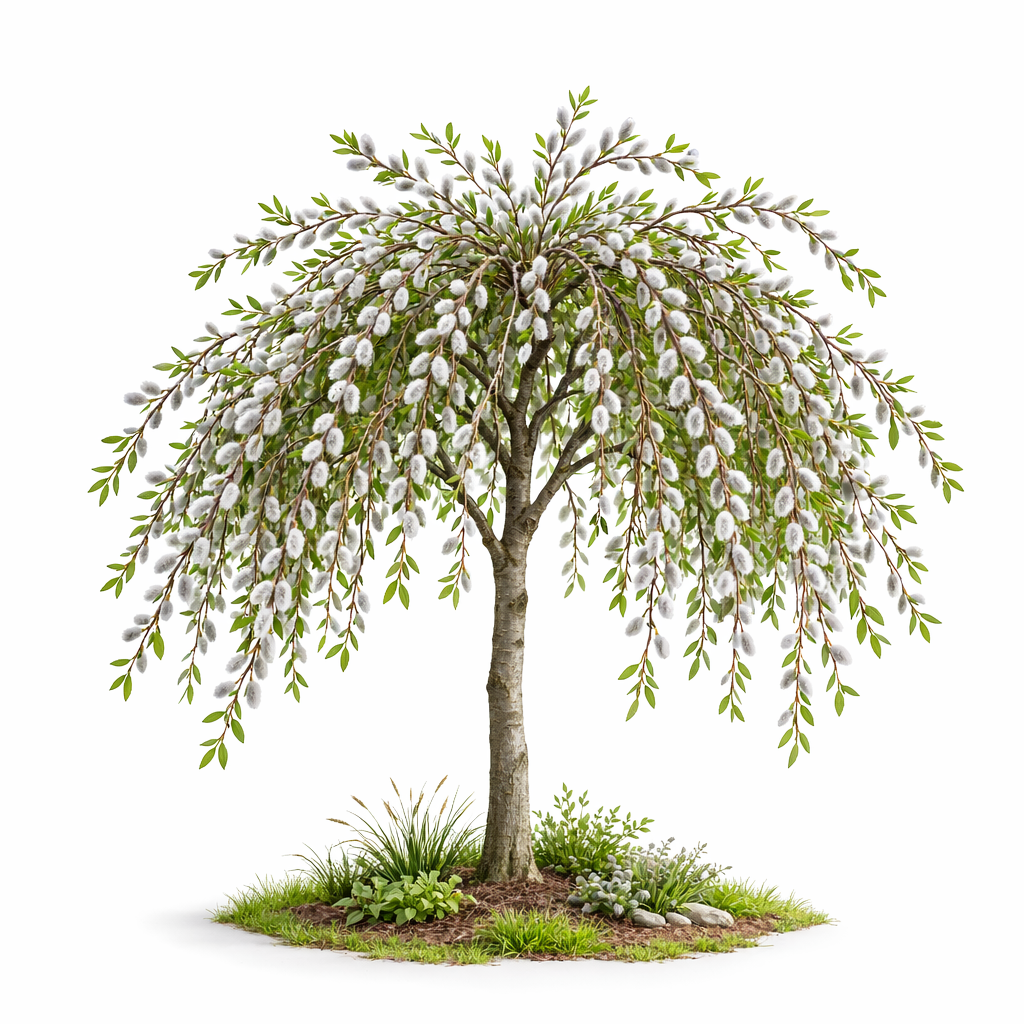 Weeping Pussy Willow memorial tree grown from cremated ashes, delivered across Vancouver and British Columbia